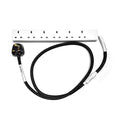 Black cable with plug and labeled connectors for 6-way power distribution