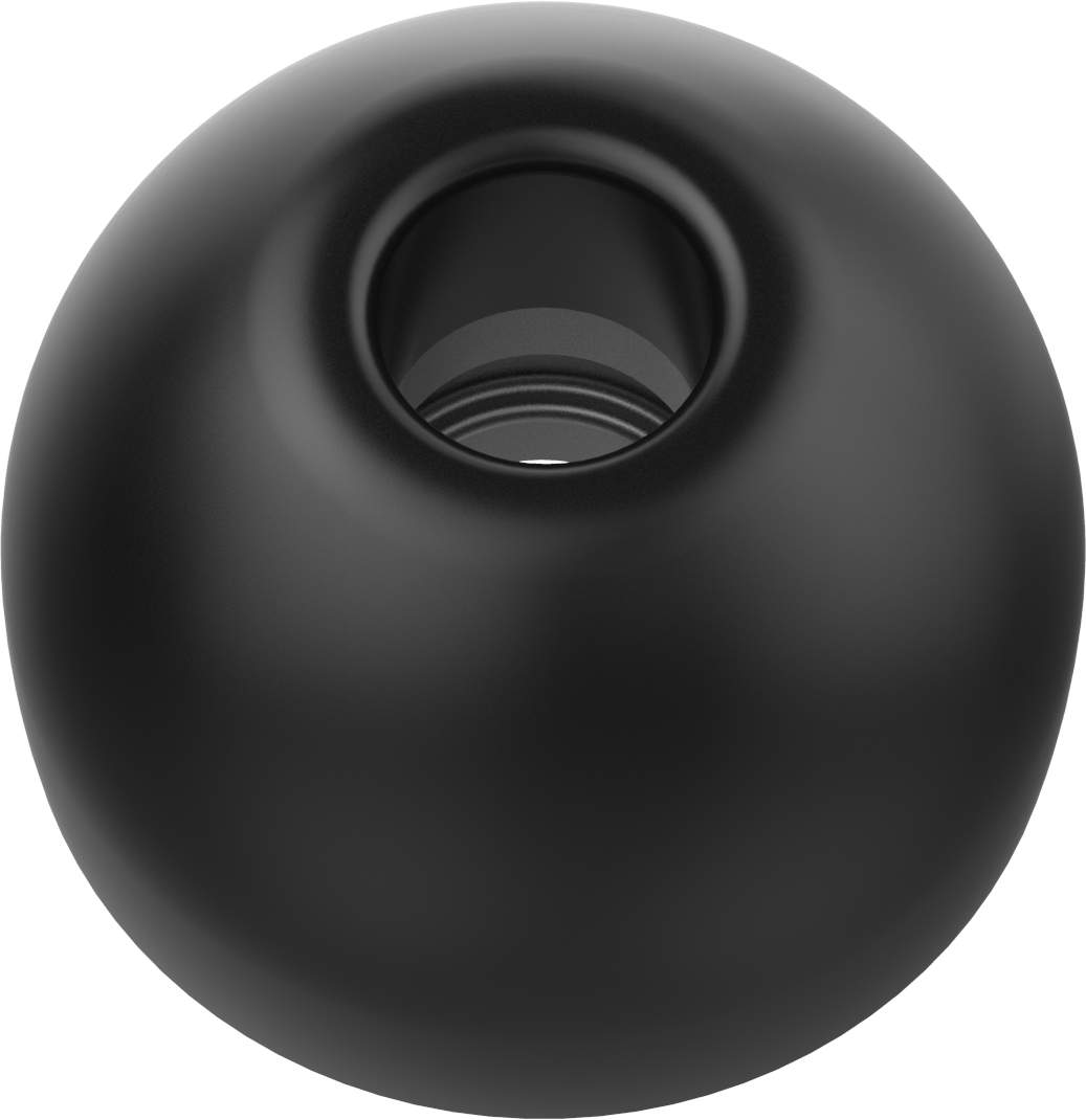 UCOFIT earbud tip back view, black oval body with central opening and inner ring