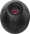 UCOFIT earbud tip front view, black oval body with oval sound opening