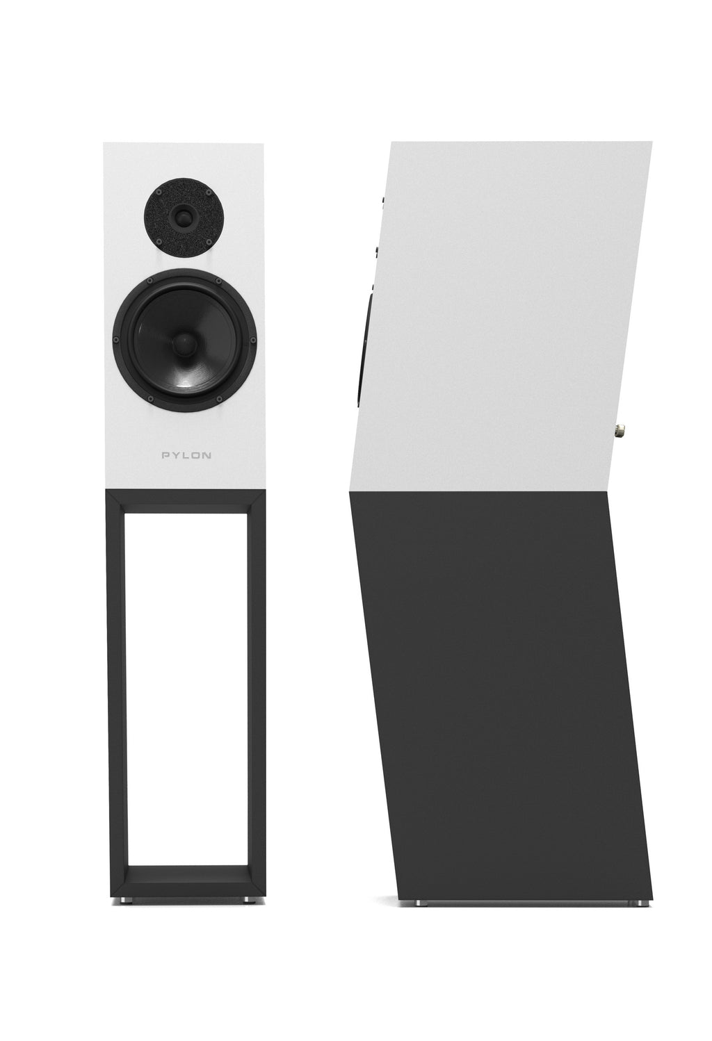 Diamond 18 MKII standmount loudspeaker, white front with black woofer and tweeter
