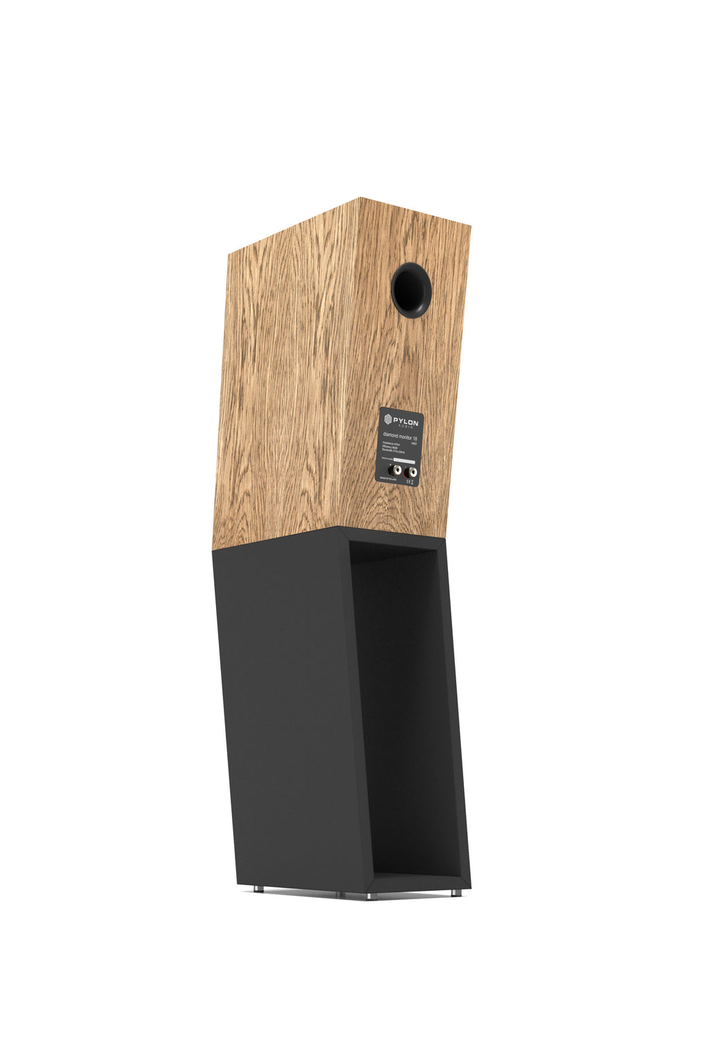 Diamond 18 MKII standmount loudspeaker, light oak top with black lower cabinet and drivers