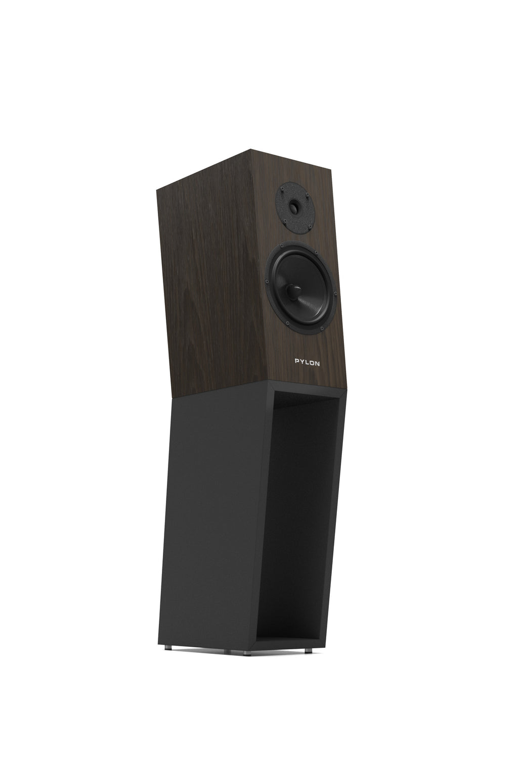 Diamond 18 MKII standmount loudspeaker, dark wood top with black lower cabinet and woofer