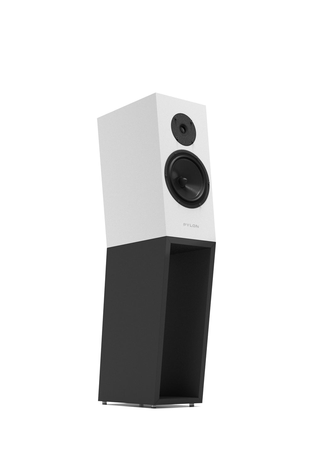 Diamond 18 MKII standmount loudspeaker, white top with black lower cabinet and speaker grille
