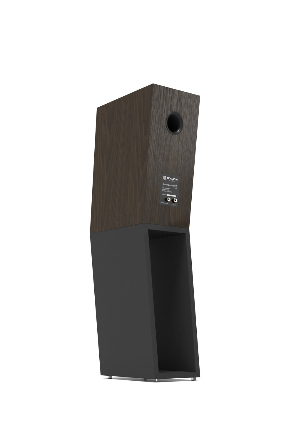 Diamond 18 MKII standmount loudspeaker, medium dark wood top with black lower cabinet