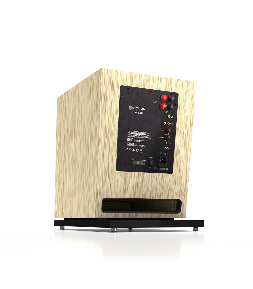 Natural wood Diamond subwoofer with rear control panel and bass port