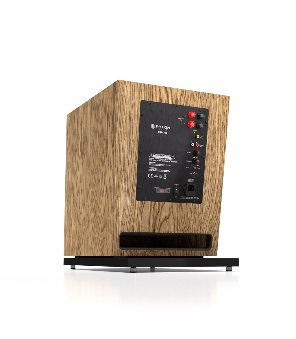 Natural wood Diamond subwoofer with rear panel and rectangular bass port