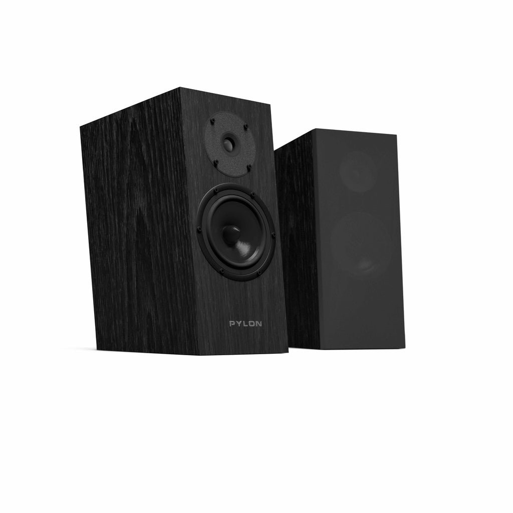 Pylon Audio Diamond 15MKII speaker pair in black finish from angled front-left view.