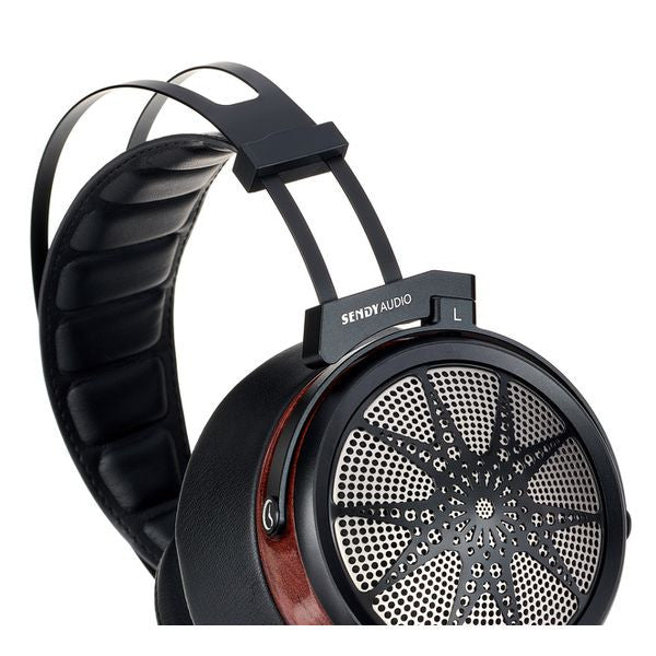 Over-ear headphones with black headband, black ear cup pads, and mesh speaker grille detail