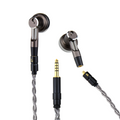 Wired earphones with braided silver cable and 3.5mm gold-plated plug