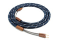 Montaudio Chatham SH-1 speaker cable with blue braided jacket and stripped dual wire ends