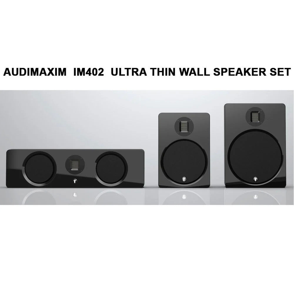 Audimaxim ultra-thin wall speaker set, three rectangular speakers with dark drivers