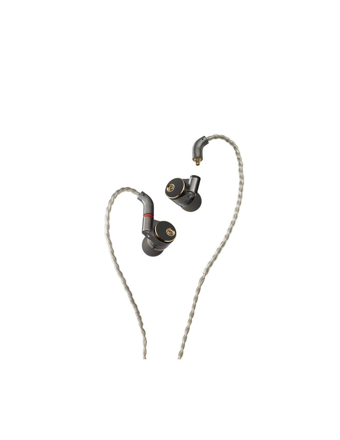 Ucotech RE-1 wired earbuds with braided cable, black and gold accents