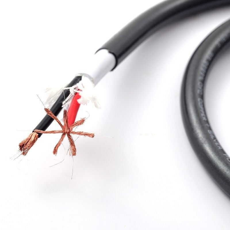 Cable end with exposed braided strands and black outer jacket