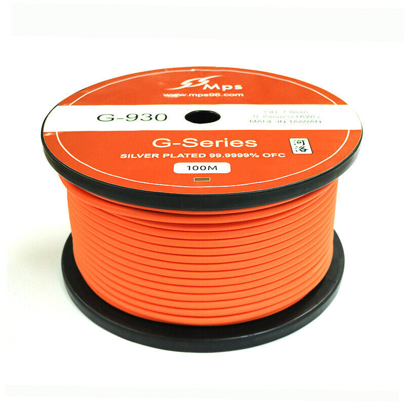 MPS G-930 G-Series silver-plated OFC wire spool with orange cable