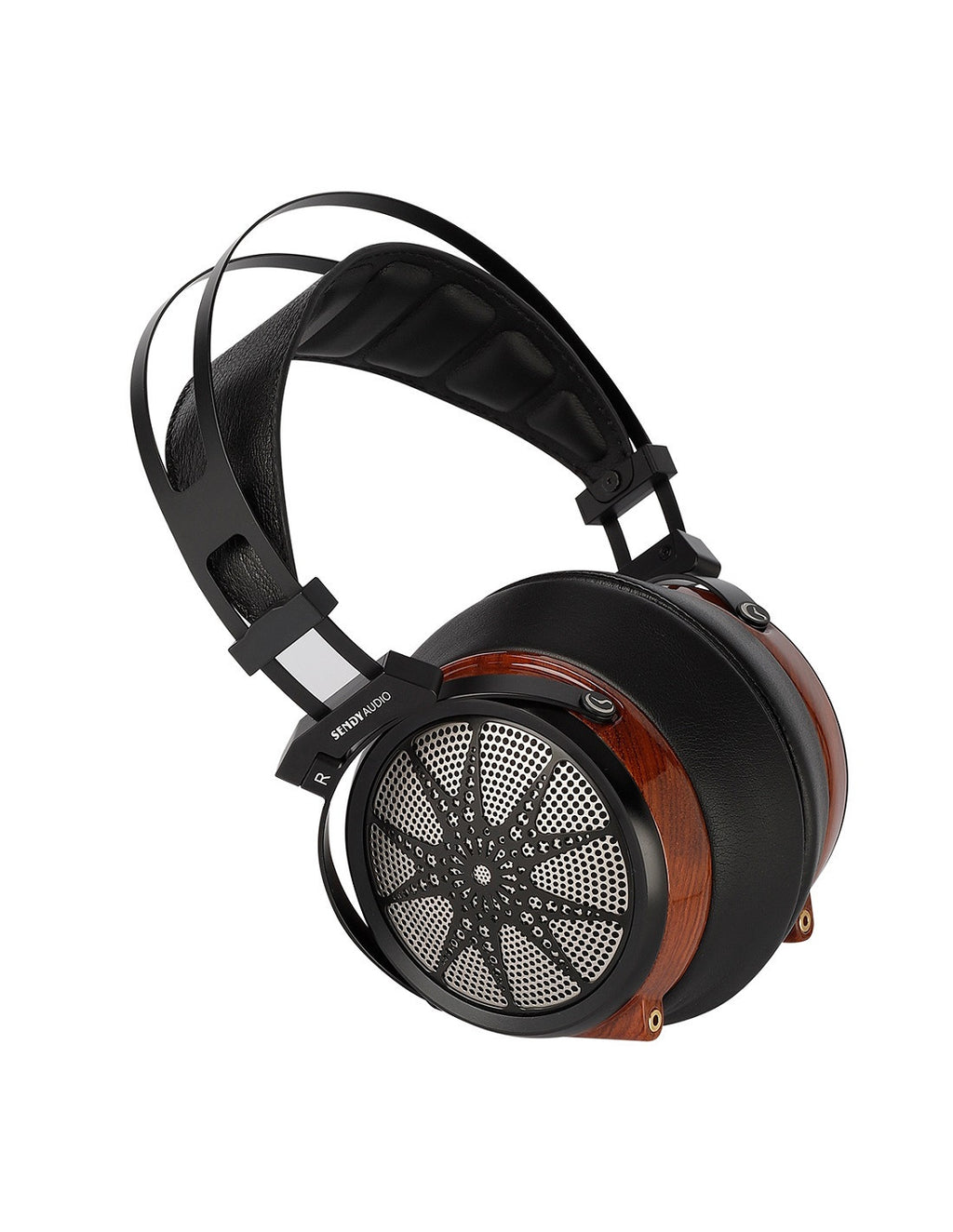 Sendy Audio Apollo over-ear headphones with black headband and copper wood earcups