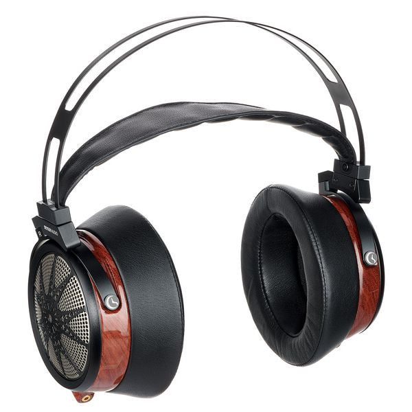 Sendy Audio Apollo over-ear headphones side view with black earcups and wood trim
