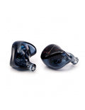 Kinera Idun in-ear earbuds with dark blue shells and clear nozzle tips