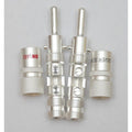 DH-Labs silver thin banana plug connectors, chrome metal with knurled grip (pair)