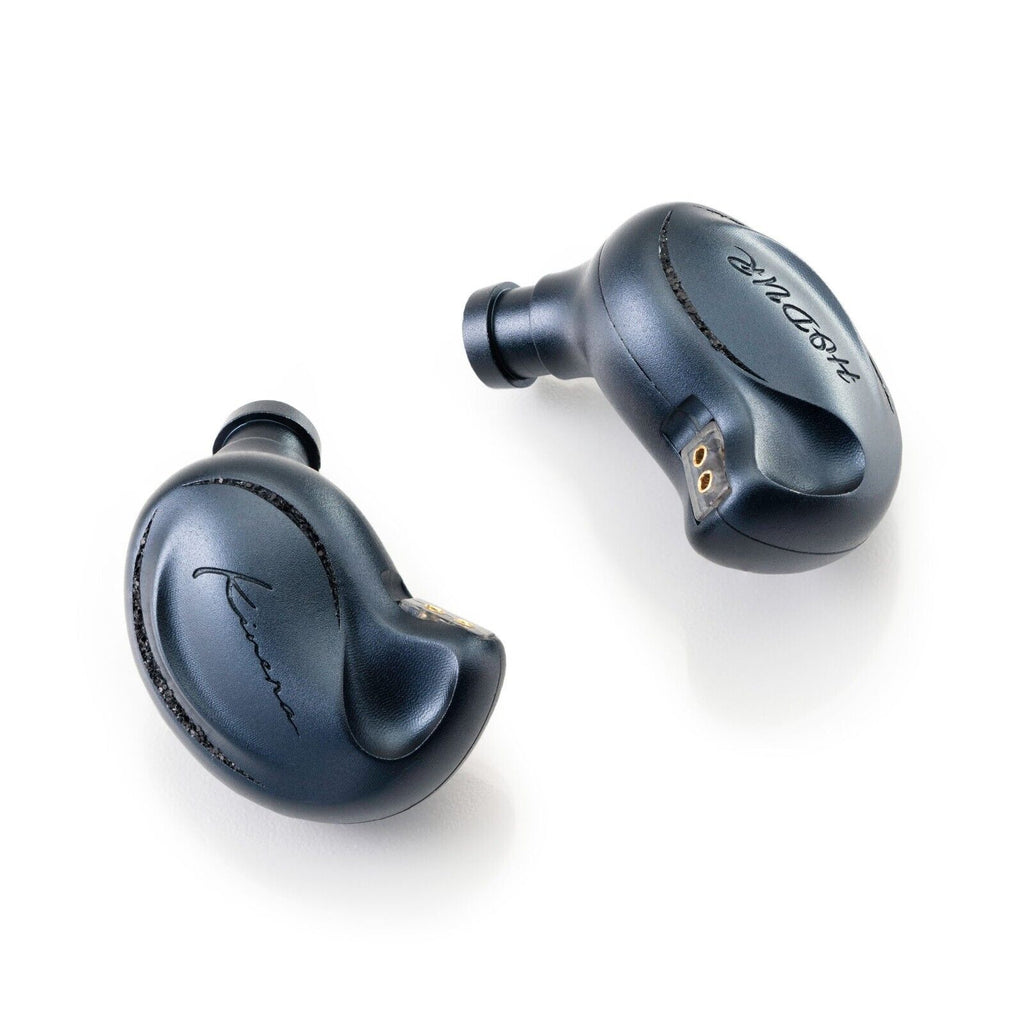 Kinera Hodur dark blue in-ear monitors, pair of earbuds with contoured housings