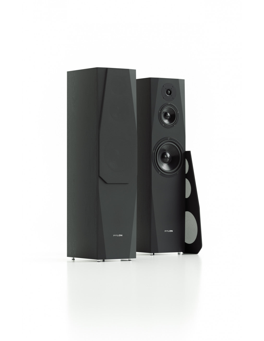 Pylon Audio Sapphire 31 floorstanding loudspeakers, black cabinets with front speaker drivers