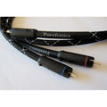 Braided audio cable with RCA connectors, Purefonics branding