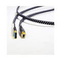 Black braided cable with two gold connector ends