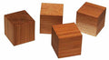 Set of four square wooden blocks with textured tops and smooth sides