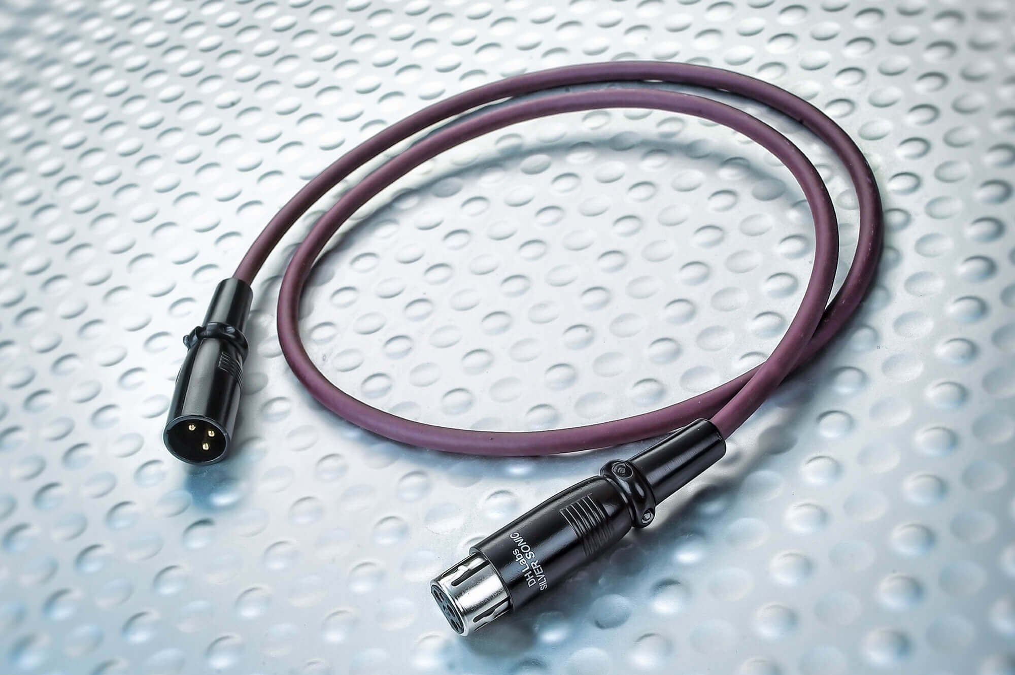 DH-Labs AES/EBU audio cable with purple jacket and black XLR connectors