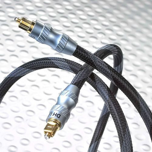 DH-Labs Toslink optical cable with braided black cord and gold optical connectors