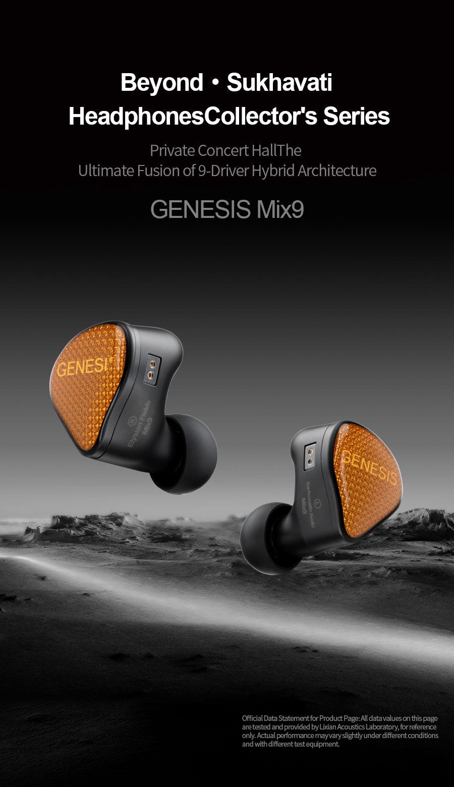 GENESIS Mix9 headphones with 'Beyond Sukhavati' text on a dark background