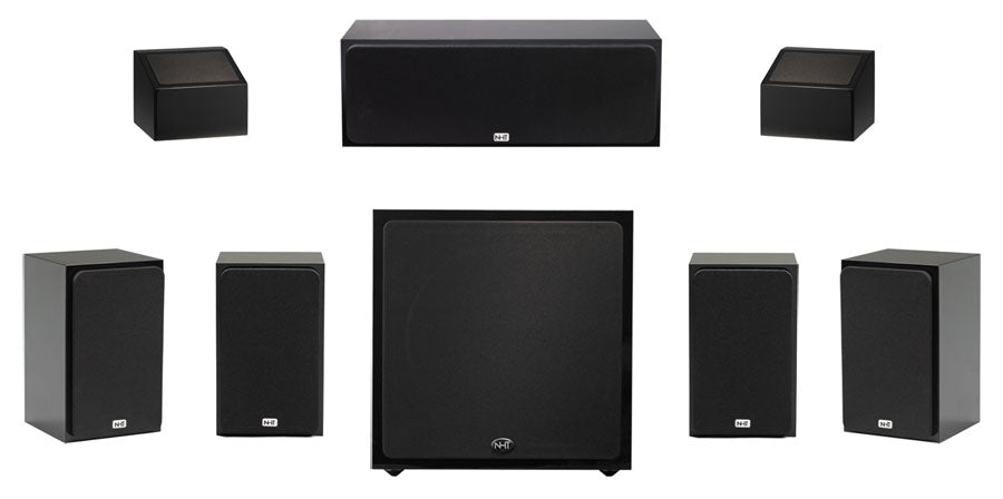 2.1 speaker system with one subwoofer and compact satellite speakers, black