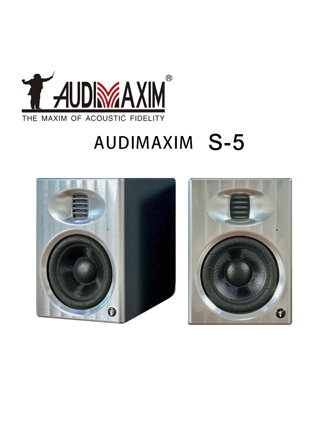 Audimaxim S-5 active bookshelf loudspeaker, front view