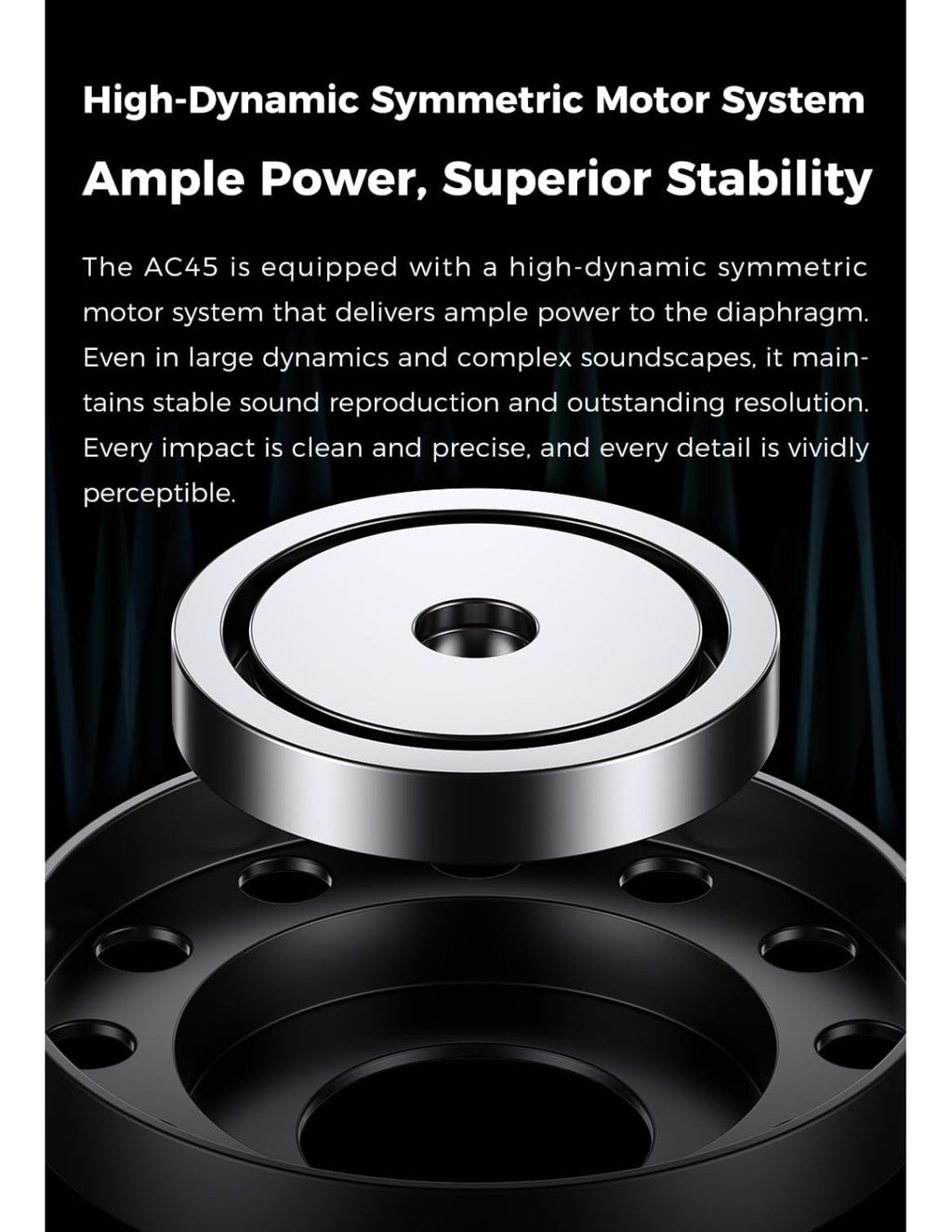 On-ear headphone driver housing with silver top ring and black base