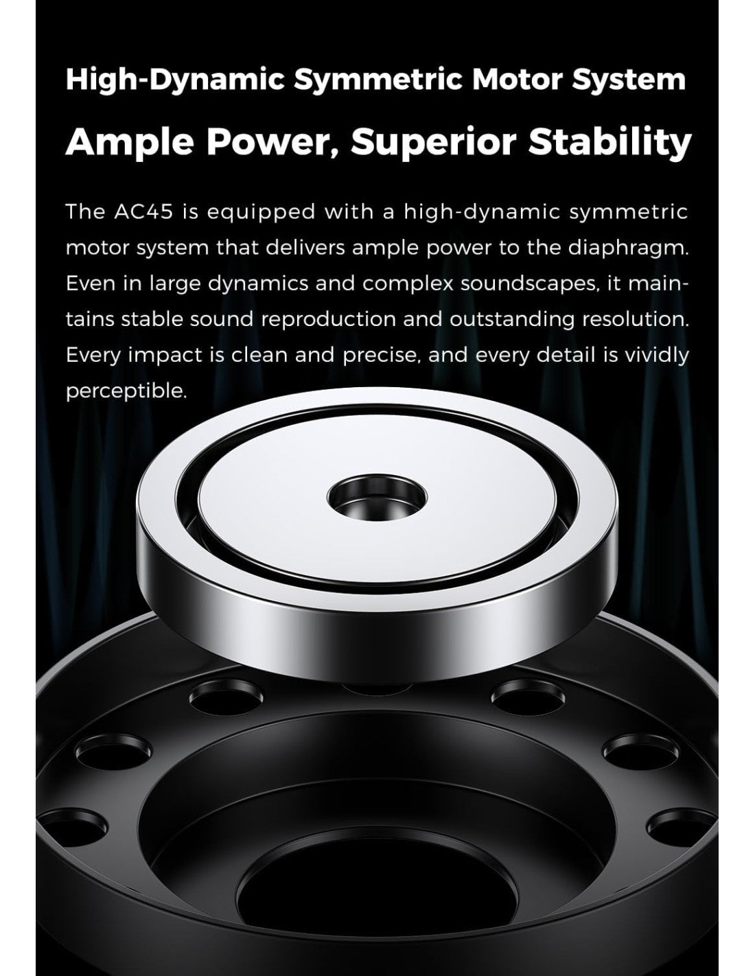 On-ear headphone driver housing with silver top ring and black base