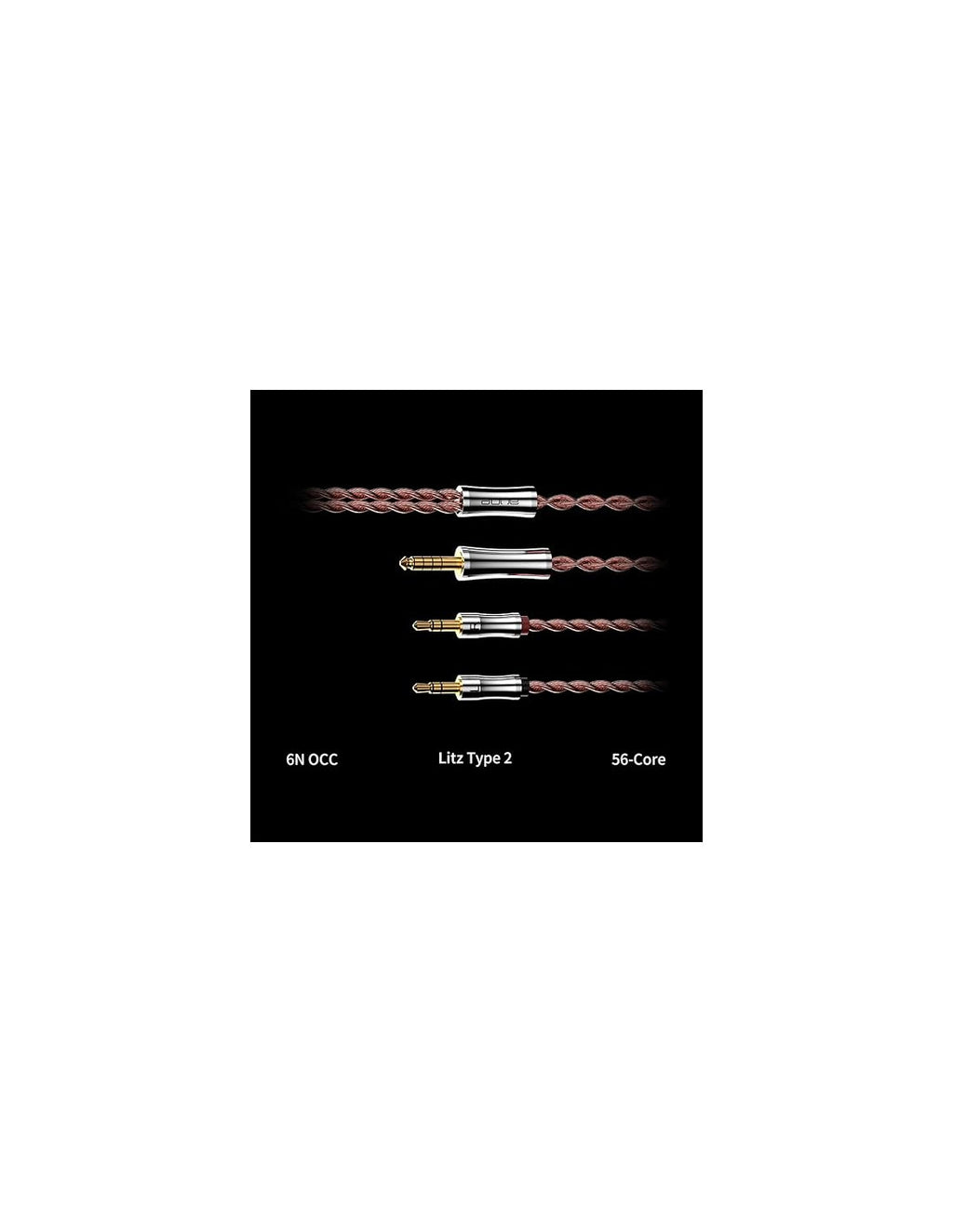Braided copper headphone cable with multi-core wires and silver connector ends