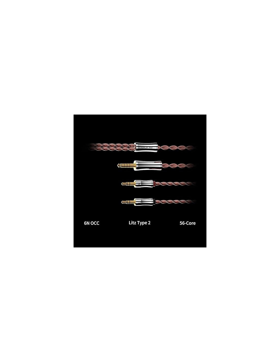 Braided copper headphone cable with multi-core wires and silver connector ends