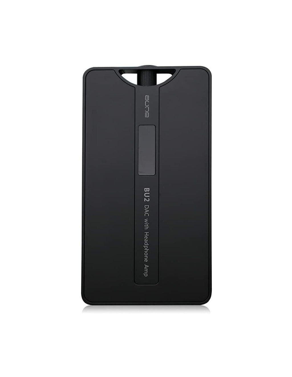 Black portable headphone amplifier and DAC with front panel switch and port