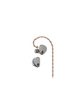 In-ear monitors with copper braided cable and two silver metal earbud housings