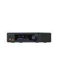 aune N7D headphone amplifier with onboard DAC, blue display, controls, and volume knob