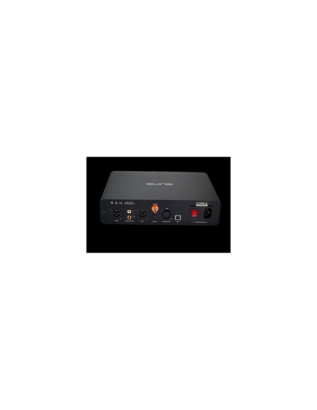 Black Aune S16 DAC/headphone amplifier front panel with control knob and ports