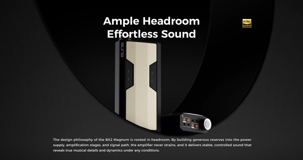 Portable headphone amplifier with wide chassis and front headphone jack and inputs