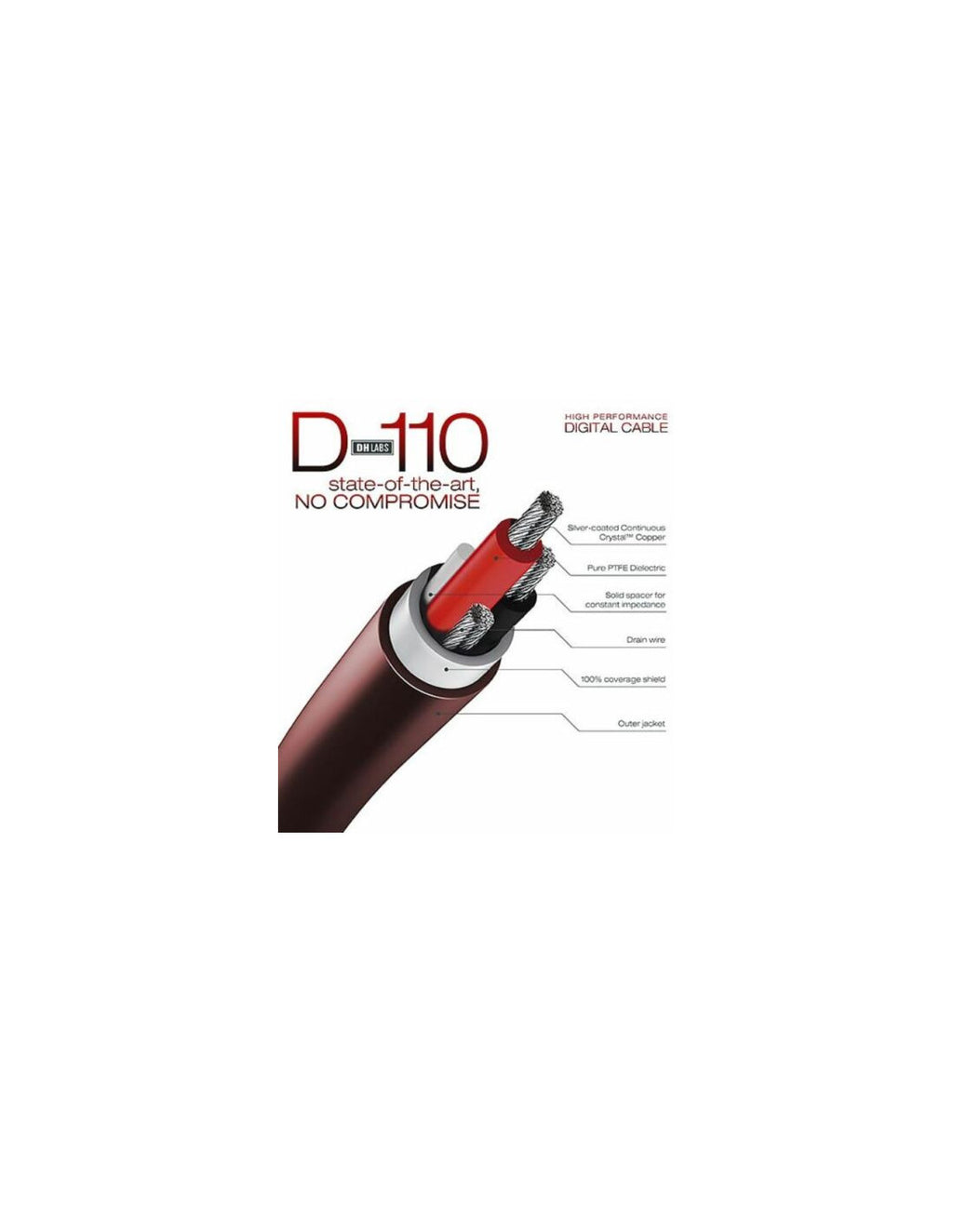 D-110 digital cable end with black connector tip and red strain relief