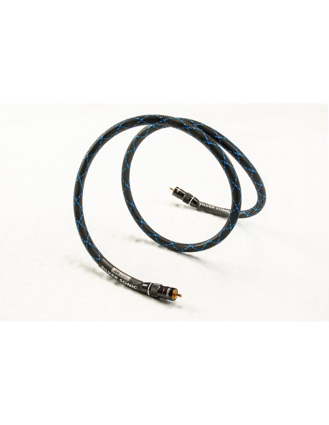 DH-Labs D-750 digital cable with braided blue-black jacket, RCA-style connectors