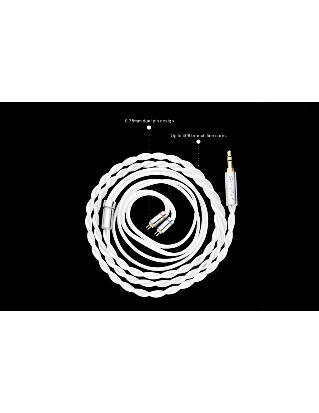 Braided audio cable with connector for EarAcoustic SPA limited edition earbuds
