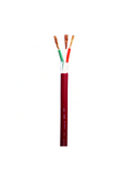 Power cable with maroon jacket and three color-coded inner wires at cut end
