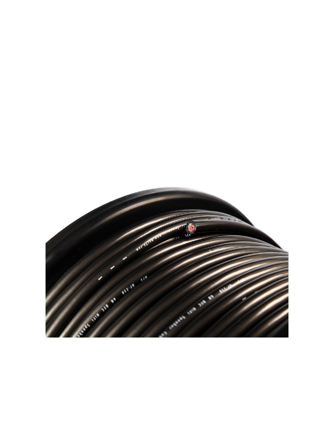 MPS QP-250 speaker cable on reel, black coil with visible copper strands