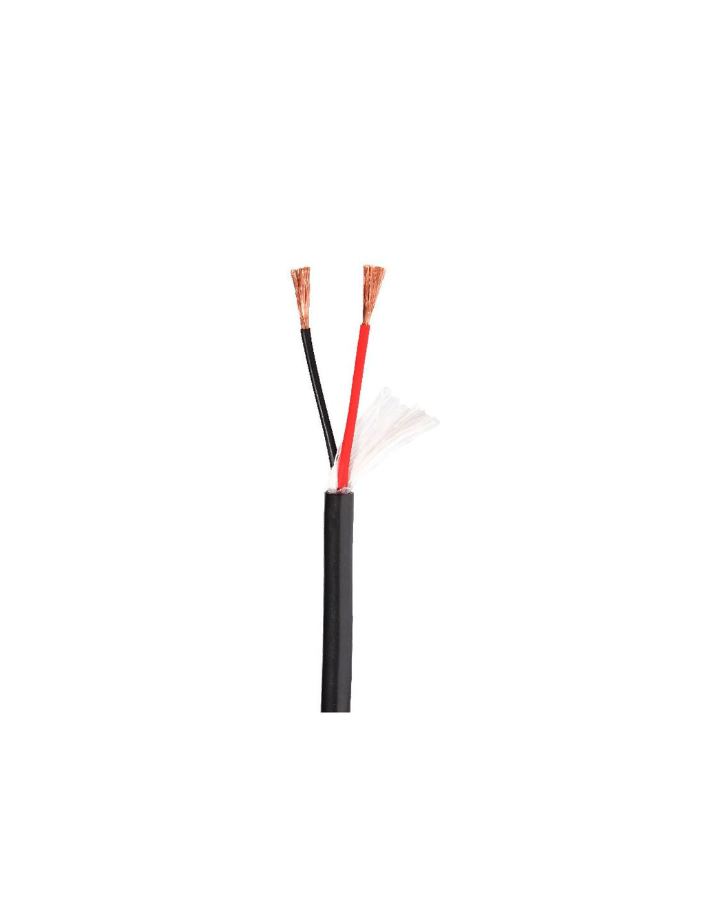 MPS QP-250 speaker cable end, black jacket with red and copper stripped wires