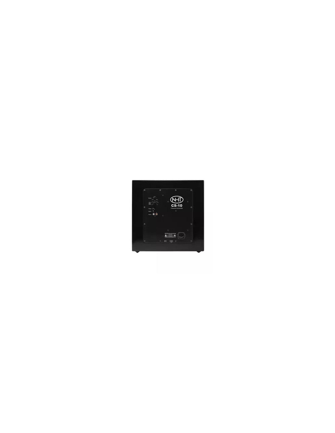 NHT CS-10 subwoofer, gloss black back panel with connection ports