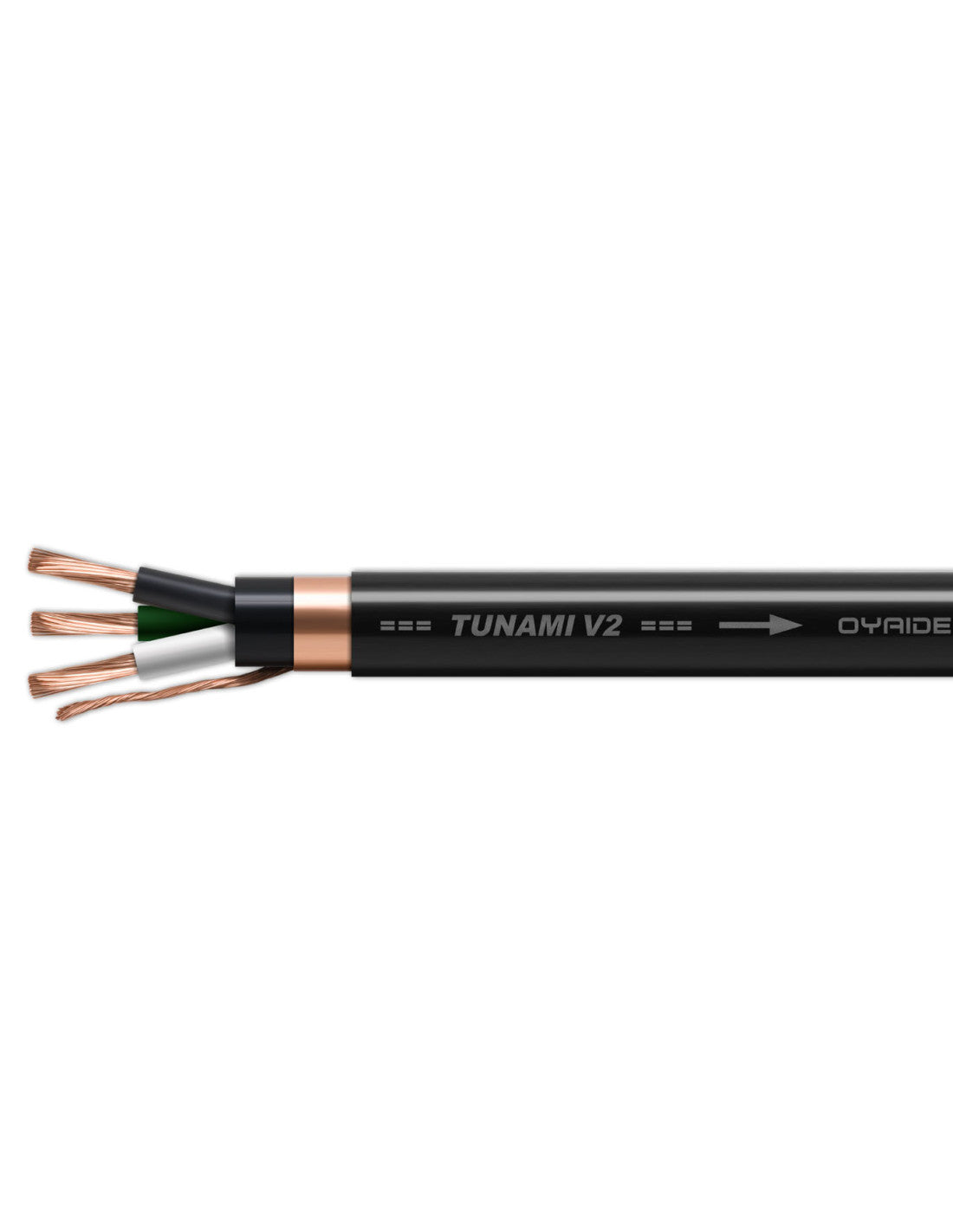 Oyaide Tunami V2 250 cm power cable with black jacket and copper/green conductors