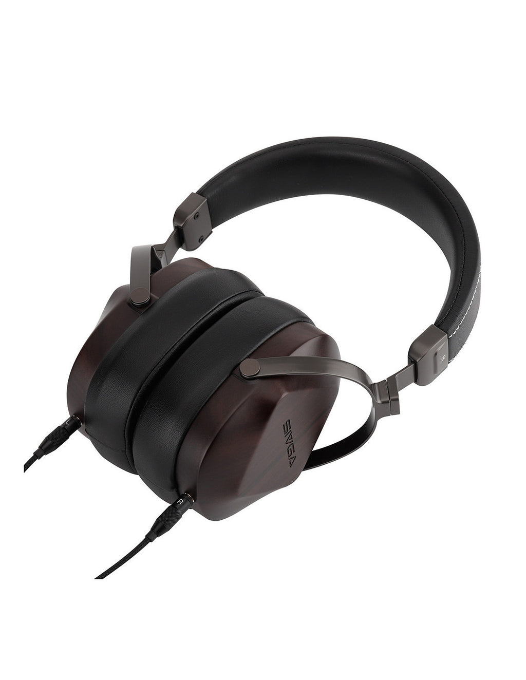 sivga oriole over-ear headphones in a dark brown and black colorway, shown from a three-quarters angle on a solid white background.
